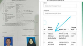 Surat persetujuan calon pengantin. dan jadwal akad nikah Ustaz Abdul Somad dengan gadis Kepuhkembeng kecamatan Peterongan, Kabupaten Jombang, di Simkah.