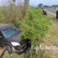 Kondisi mobil Honda CRV berpenumpang warga asal Sampang Madura, sebelum dievakuasi petugas dari TKP.