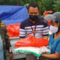 Para PKL di Jombang yang menerima bantuan sembako dari GP Ansor Jombang, Jumat (19/11/2021) siang.