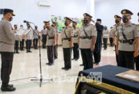 Kapolres Jombang AKBP Agung Setyo Nugroho memimpin langsung Sertijab di Gedung Graha Bhakti Bhayangkara Polres Jombang, Rabu (3/11/2021). 