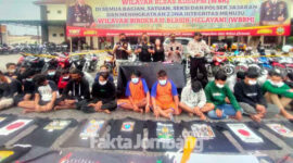 Pendekar yang diamankan di Polres Jombang, terkait aksi pengeroyokan.