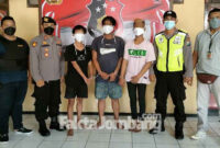 Ketiga terlapor kasus pengeroyokan di Jalan Serojo, Desa/ Kecamatan/ Kabupaten Jombang, saat diamankan di Polsek Jombang Kota.