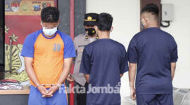 Tersangka pengeroyokan ditangkap Satreskrim Polres Jombang.