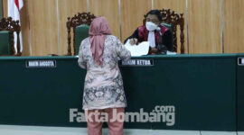 Suasana sidang praperadilan yang dilayangkan MSA, putra salah satu kiai Jombang di Pengadilan Negeri Jombang, Jumat (21/1/2022).