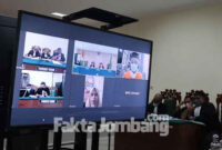 Suasana sidang lanjutan secara virtual di ruang Sidang Kusuma Armaja Pengadilan Negeri (PN) Jombang, Kamis (17/2/2022).