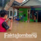 Kondisi banjir di Dusun Kebondalem, Desa Kademangan, Kecamatan Mojoagung, Kabupaten Jombang pada Jumat (11/3/2022) pagi. 