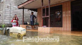 Kondisi banjir di Desa Jatigedong, Kecamatan Ploso, Kabupaten Jombang, Sabtu (12/3/2022).