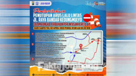 Rute jalur alternatif Surabaya – Madiun, saat penutupan jalan di Desa Plosorejo, Kecamatan Bandar Kedungmulyo, Kabupaten Jombang, karena perbaikan jalan di perlintasan kerea api.