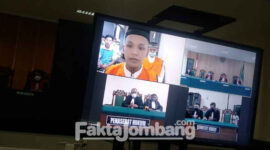 Suasana jalannya sidang di PN Jombang dengan terdakwa Tubagus Muhammad Joddy Pramas Setya, sopir artis Vanessa Angel.