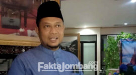 Joko Herwanto, Ketua Umum DPP Organisasi Shiddiqiyyah (ORSHID) dalam konferensi pers di ruang loby Hotel Horison Yusro, Kecamatan Peterongan, Jombang, Senin (11/7/2022) malam.