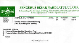 Tangkapan surat Pengurus Besar Nahdlatul Ulama (PBNU) Nomor 325/A.I.06/06/2022, perihal Instruksi Pelaksanaan Pemilihan Ulang Ketua PCNU Kabupaten Jombang.