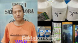 Tersangka WSP (34), warga Desa Plandi, Kecamatan/ Kabupaten Jombang, beserta barang buktinya.