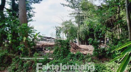 Salah satu lokasi tumpukan limbah B3 jenis slag alumunium di wilayah Kecamatan Jogoroto, Jombang.